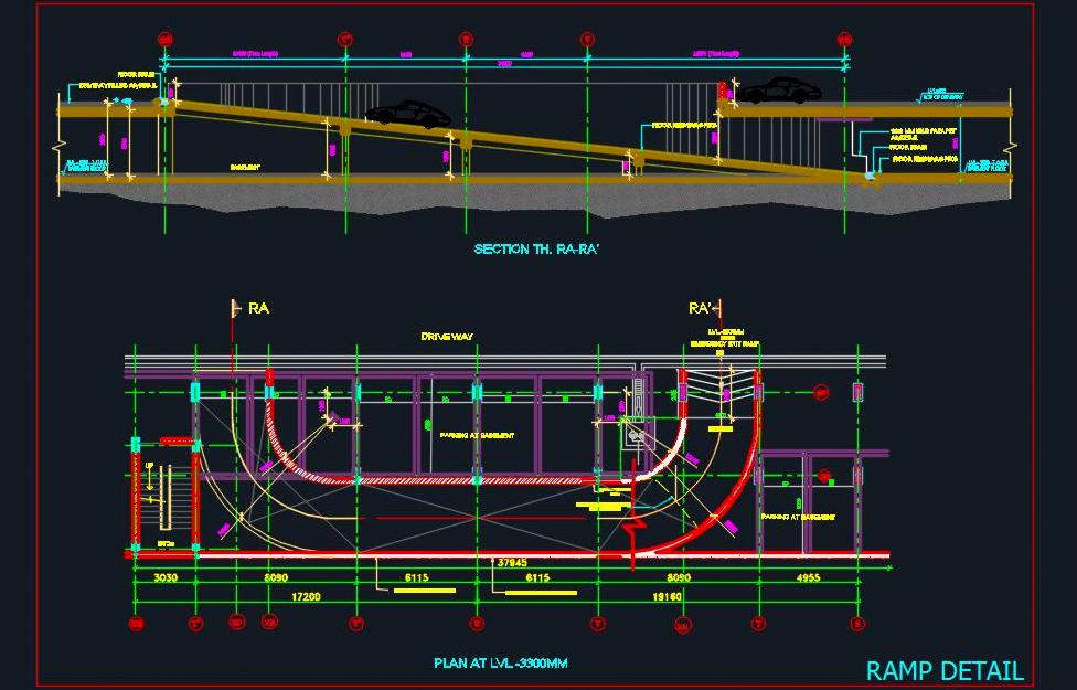 Parking Ramp CAD DWG- Basement to Ground Floor Design